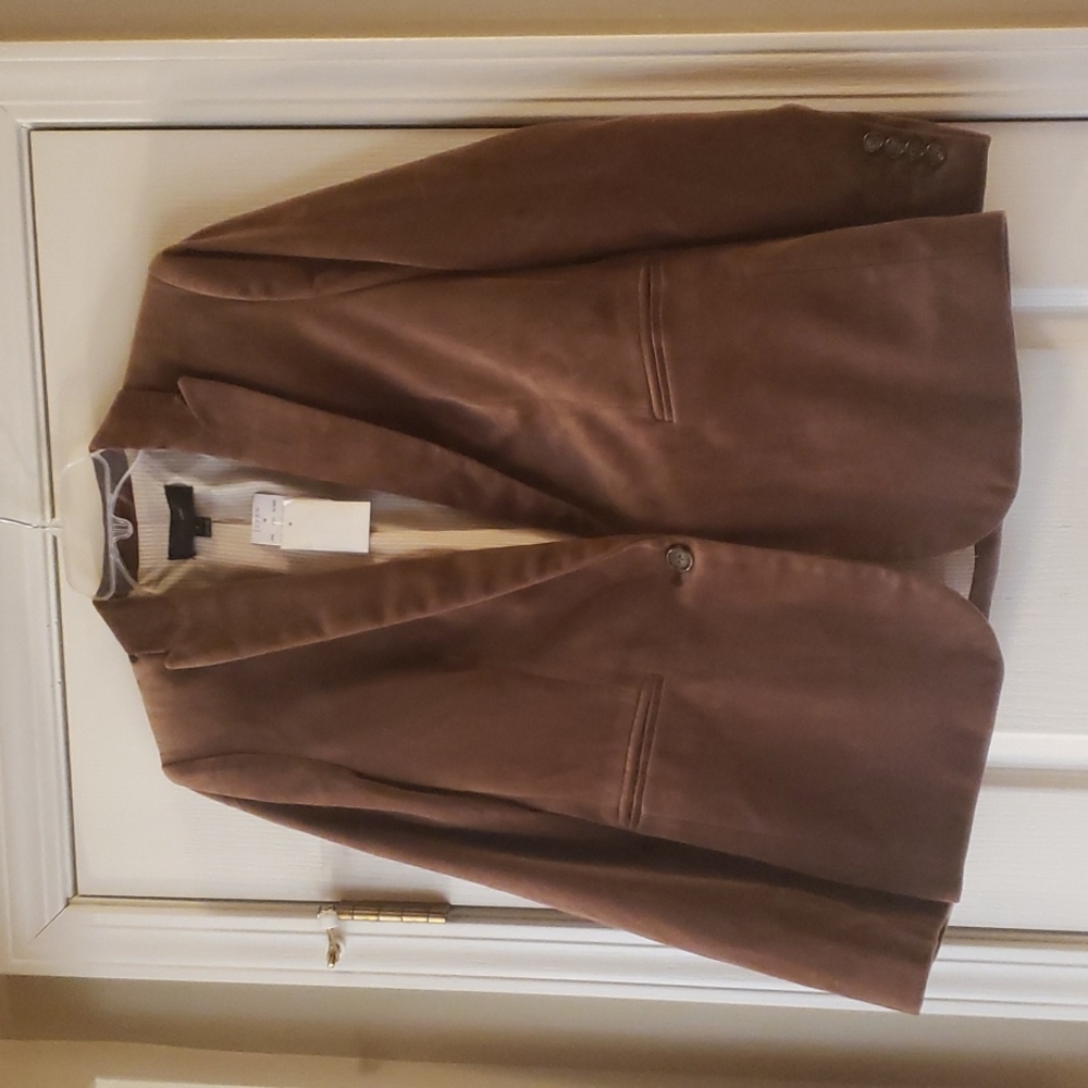 J Crew Brown Velvet-like Blazer (Sz 6)